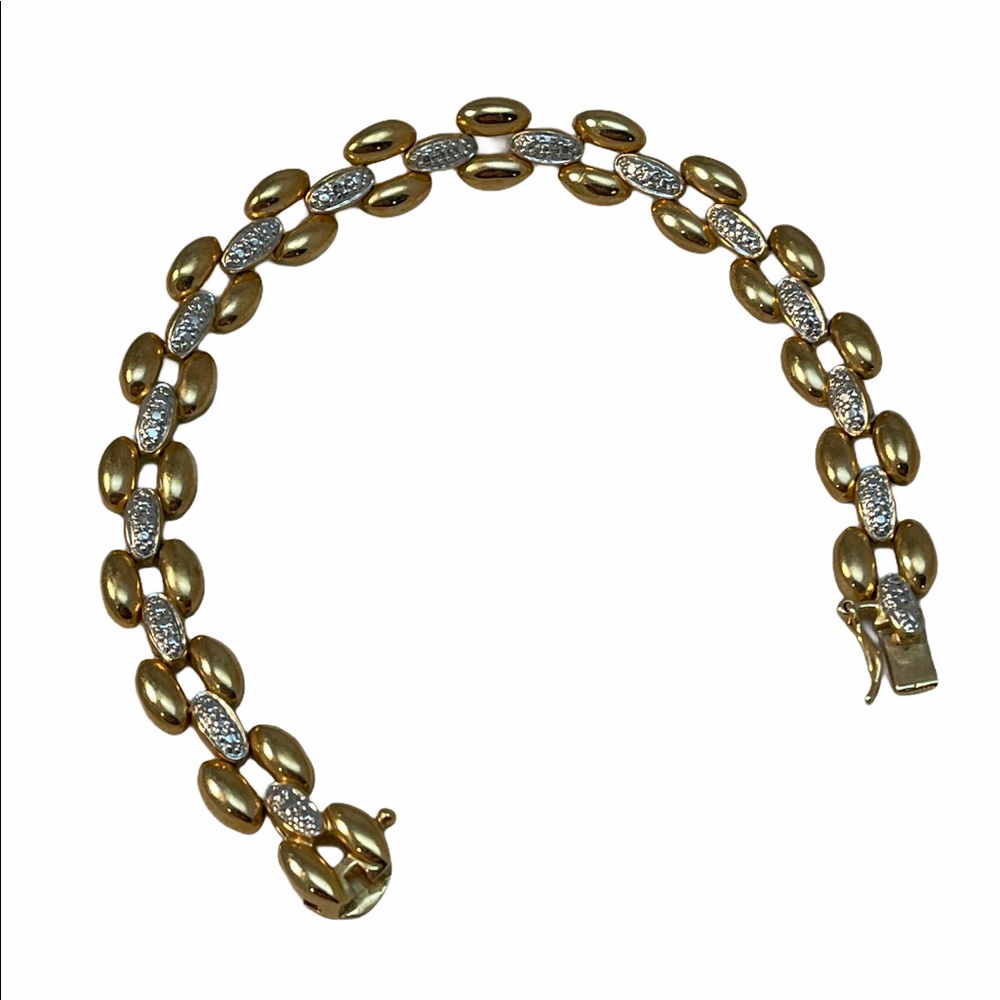 Sterling silver gold plt illusion link bracelet - Picture 2 of 5